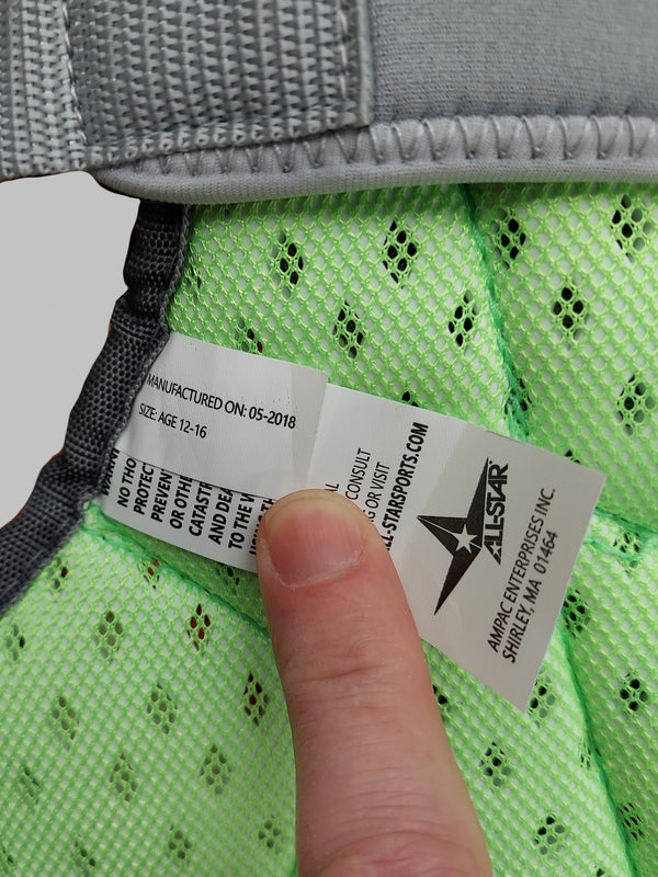 Chest Protector Date Code (example photo)